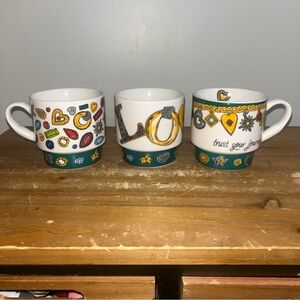 Brighton Coffee Mug Set Of 3 All You Need Is Love Stackable Limited Edition